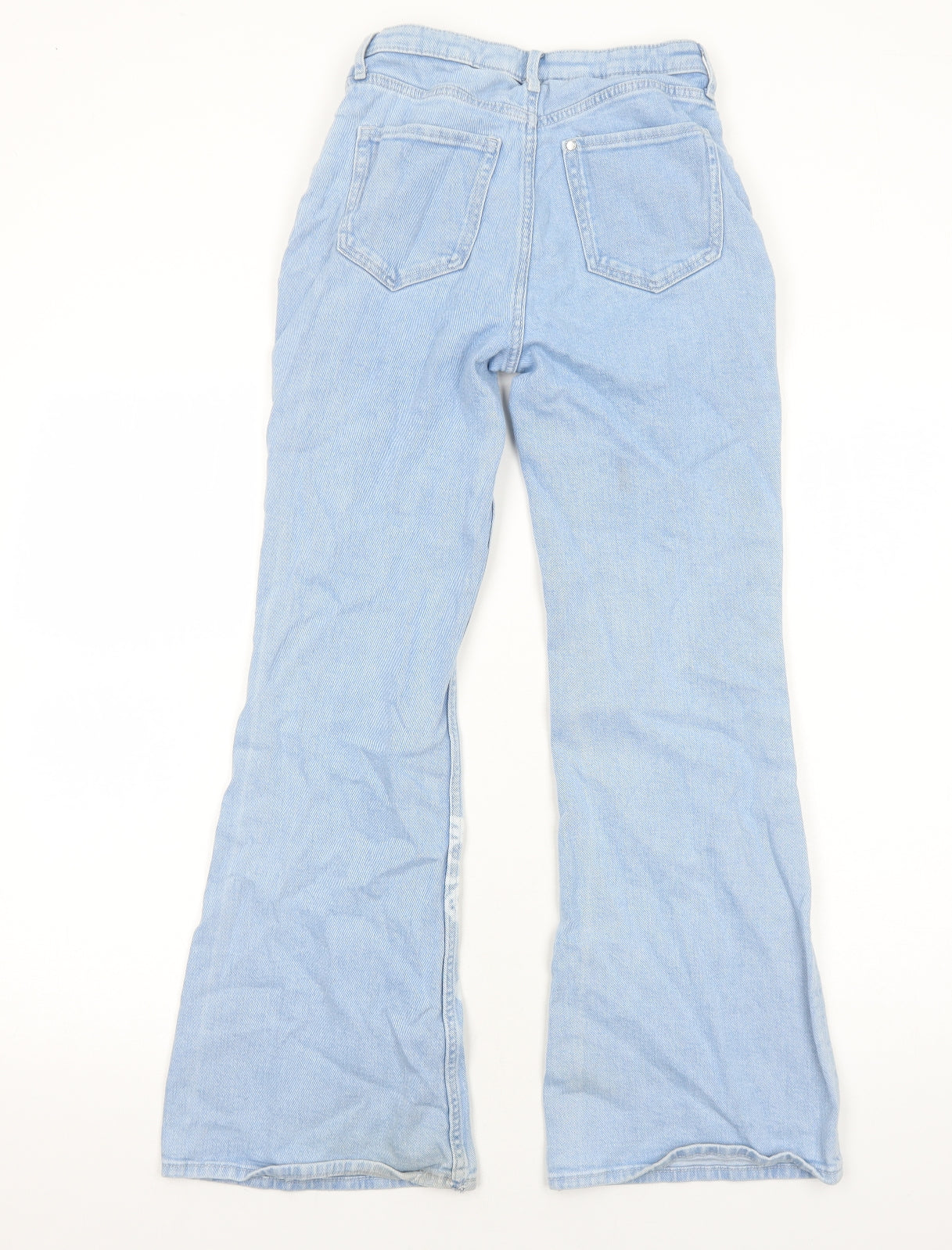 H&M Girls Blue Cotton Flared Jeans Size 11-12 Years Regular Zip - Butterfly Pattern