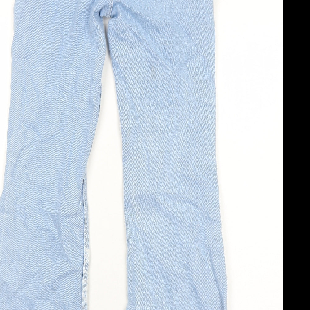 H&M Girls Blue Cotton Flared Jeans Size 11-12 Years Regular Zip - Butterfly Pattern