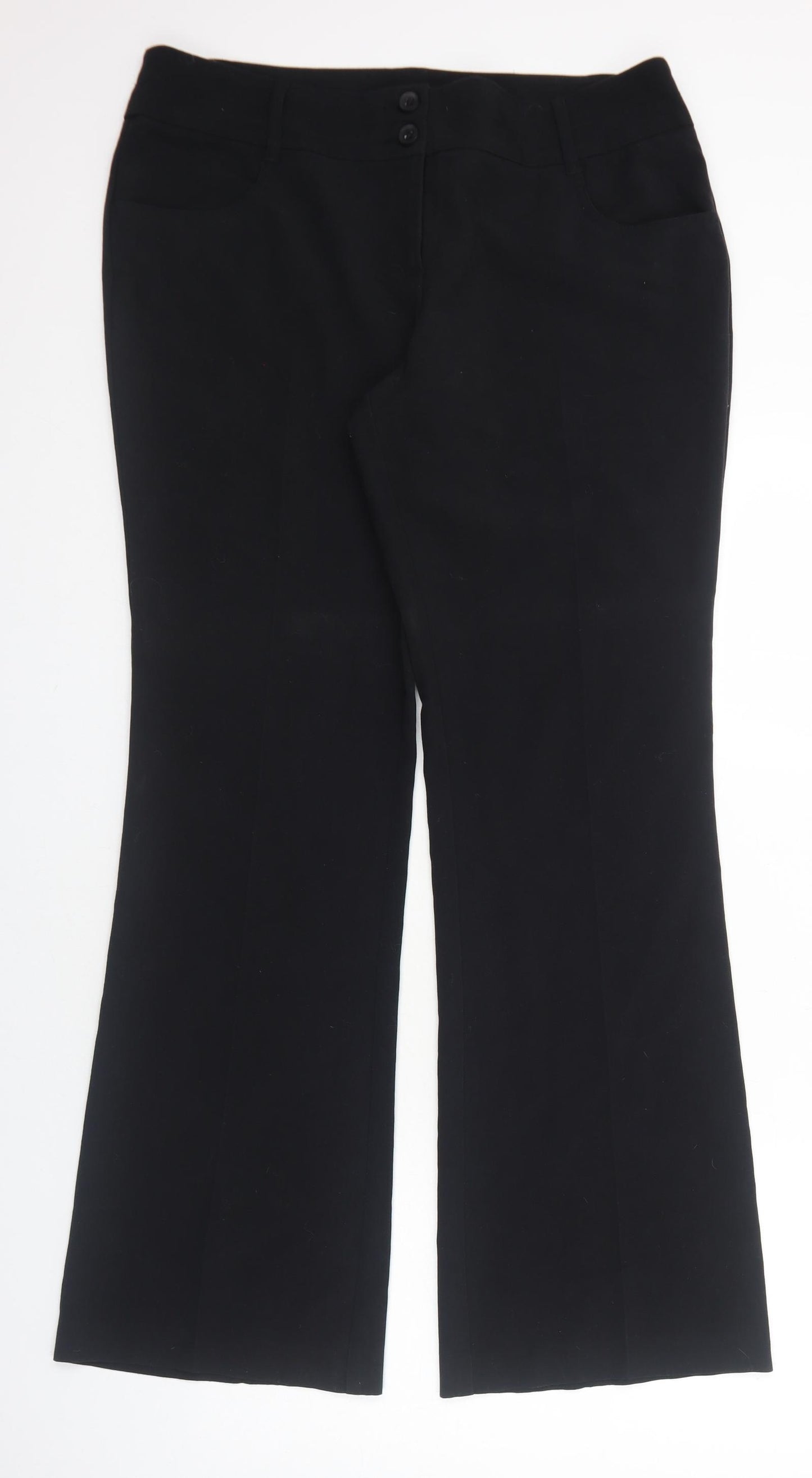 NEXT Womens Black Polyester Trousers Size 16 Regular Zip