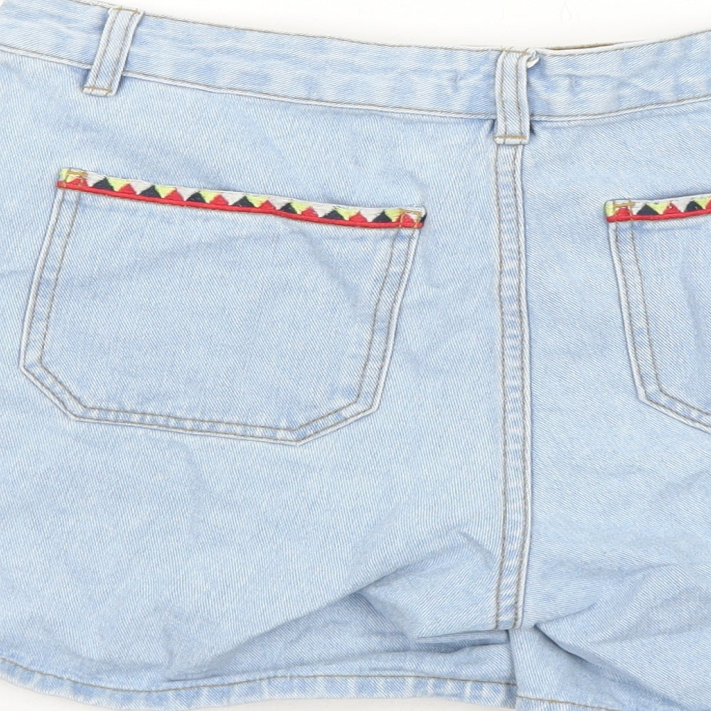 TU Womens Blue Floral Cotton Mom Shorts Size 8 Regular Zip