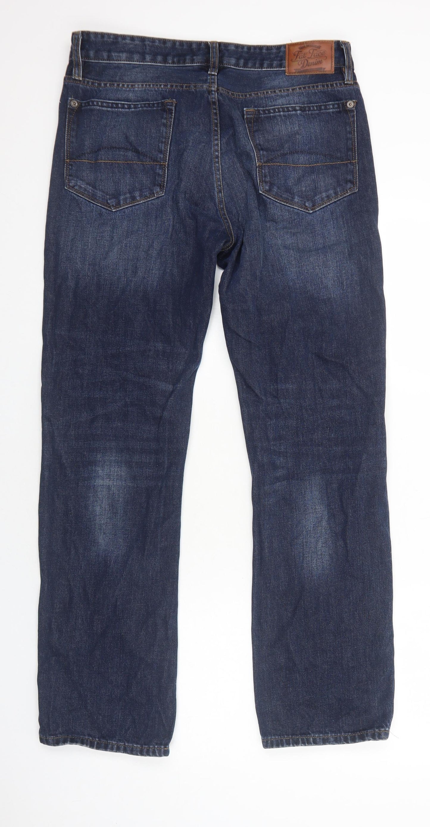 Fat Face Mens Blue Cotton Straight Jeans Size M Regular Button