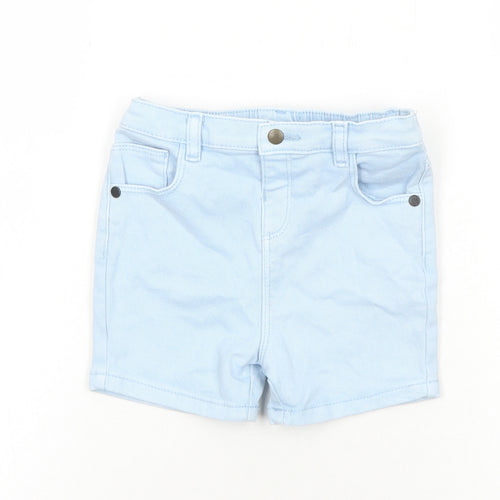 Marks and Spencer Girls Blue Cotton Cropped Jeans Size 18-24 Months L50 cm Snap