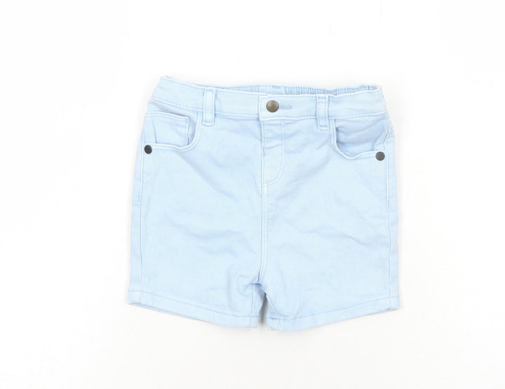 Marks and Spencer Girls Blue Cotton Cropped Jeans Size 18-24 Months L50 cm Snap