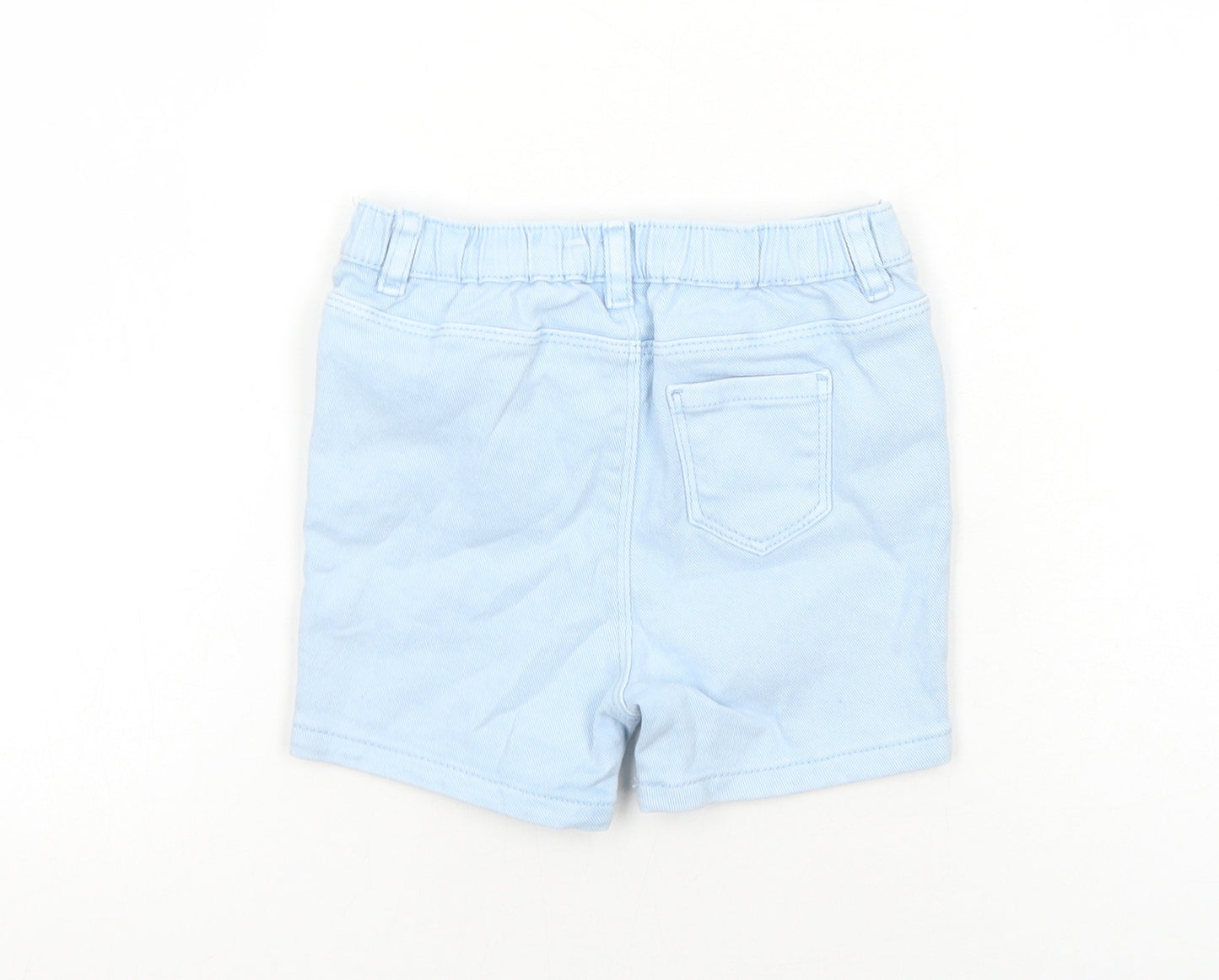 Marks and Spencer Girls Blue Cotton Cropped Jeans Size 18-24 Months L50 cm Snap