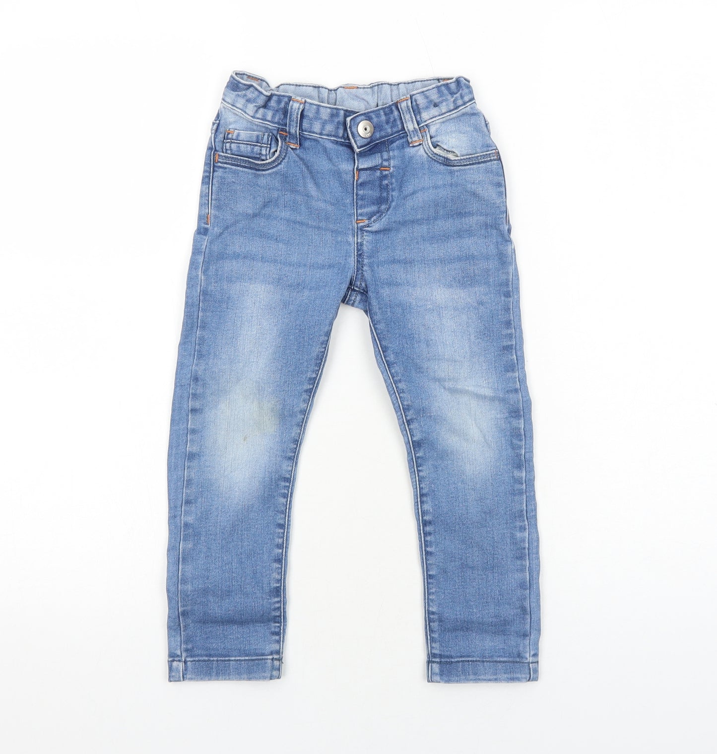 Nutmeg Boys Blue Cotton Straight Jeans Size 3-4 Years Regular Snap