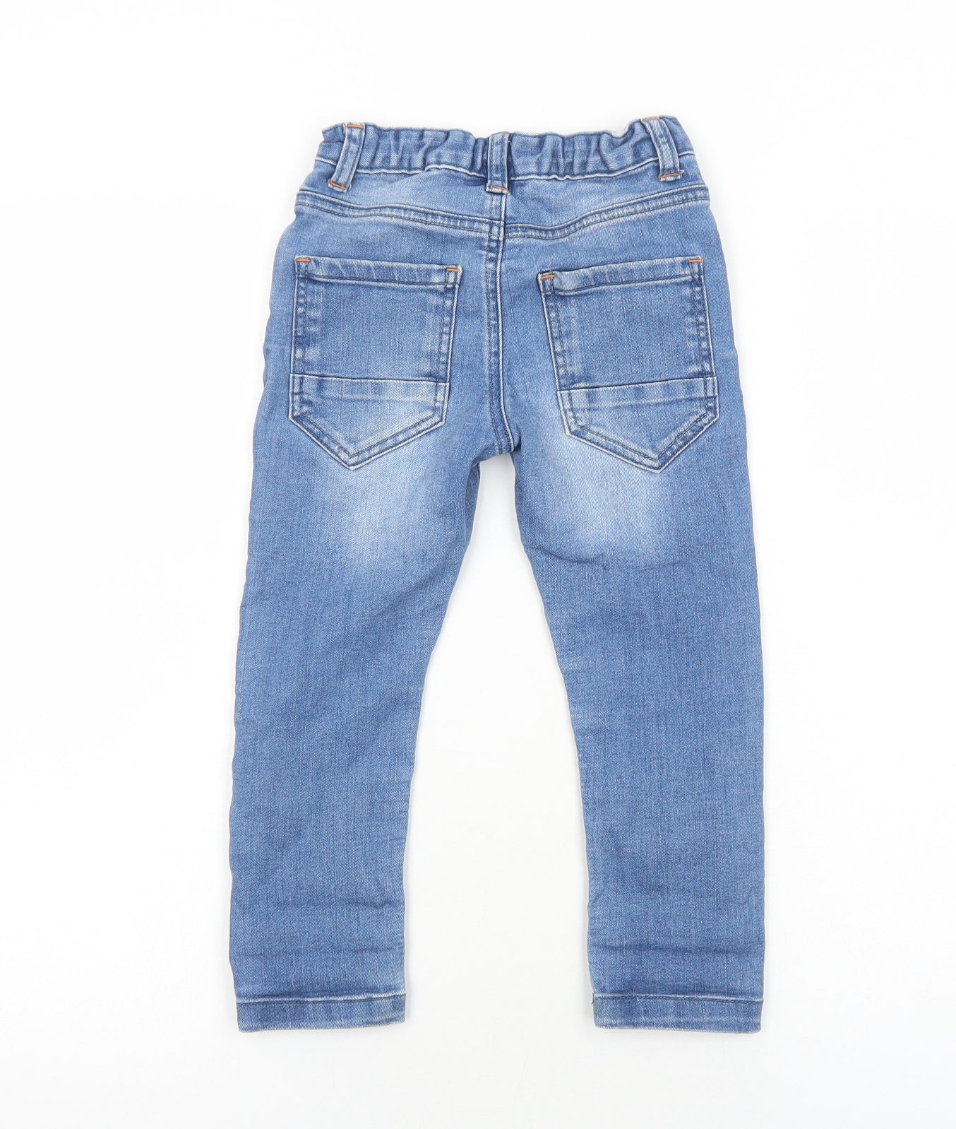 Nutmeg Boys Blue Cotton Straight Jeans Size 3-4 Years Regular Snap