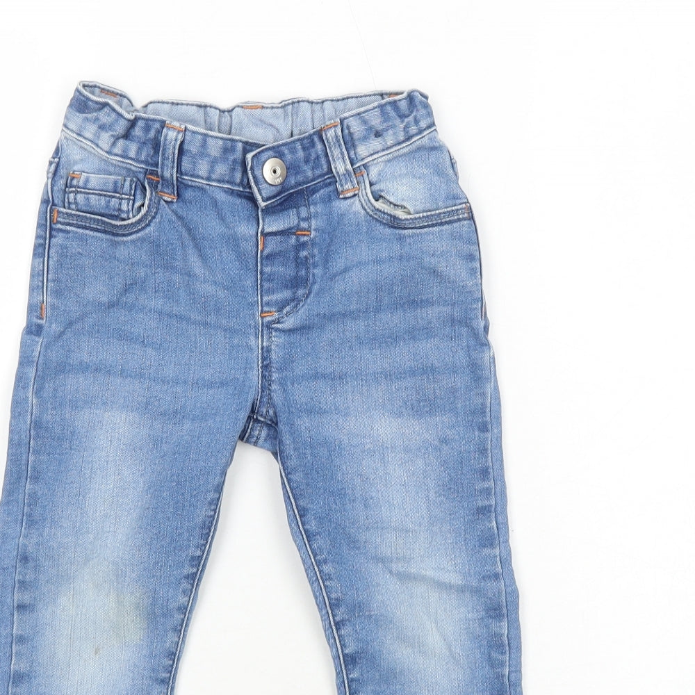 Nutmeg Boys Blue Cotton Straight Jeans Size 3-4 Years Regular Snap