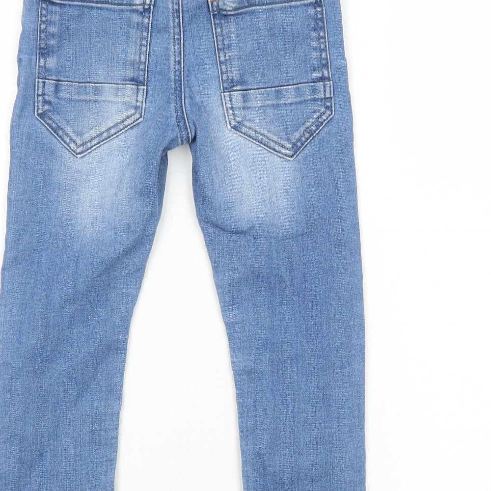 Nutmeg Boys Blue Cotton Straight Jeans Size 3-4 Years Regular Snap