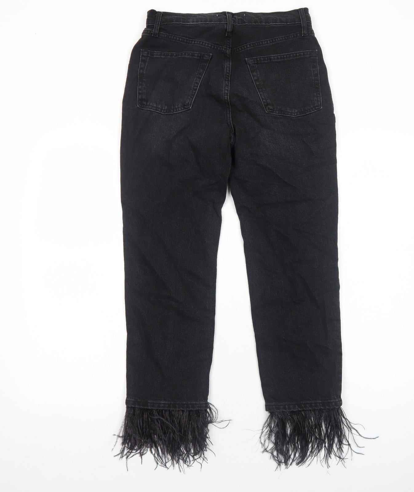 Zara Womens Black Cotton Straight Jeans Size 10 Regular Zip