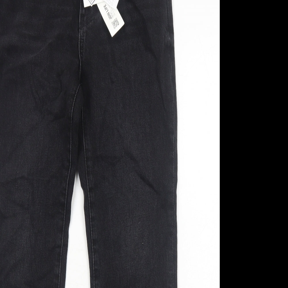 Zara Womens Black Cotton Straight Jeans Size 10 Regular Zip
