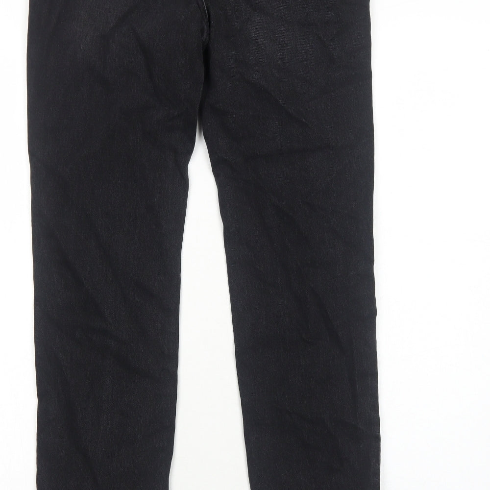 Zara Womens Black Cotton Straight Jeans Size 10 Regular Zip