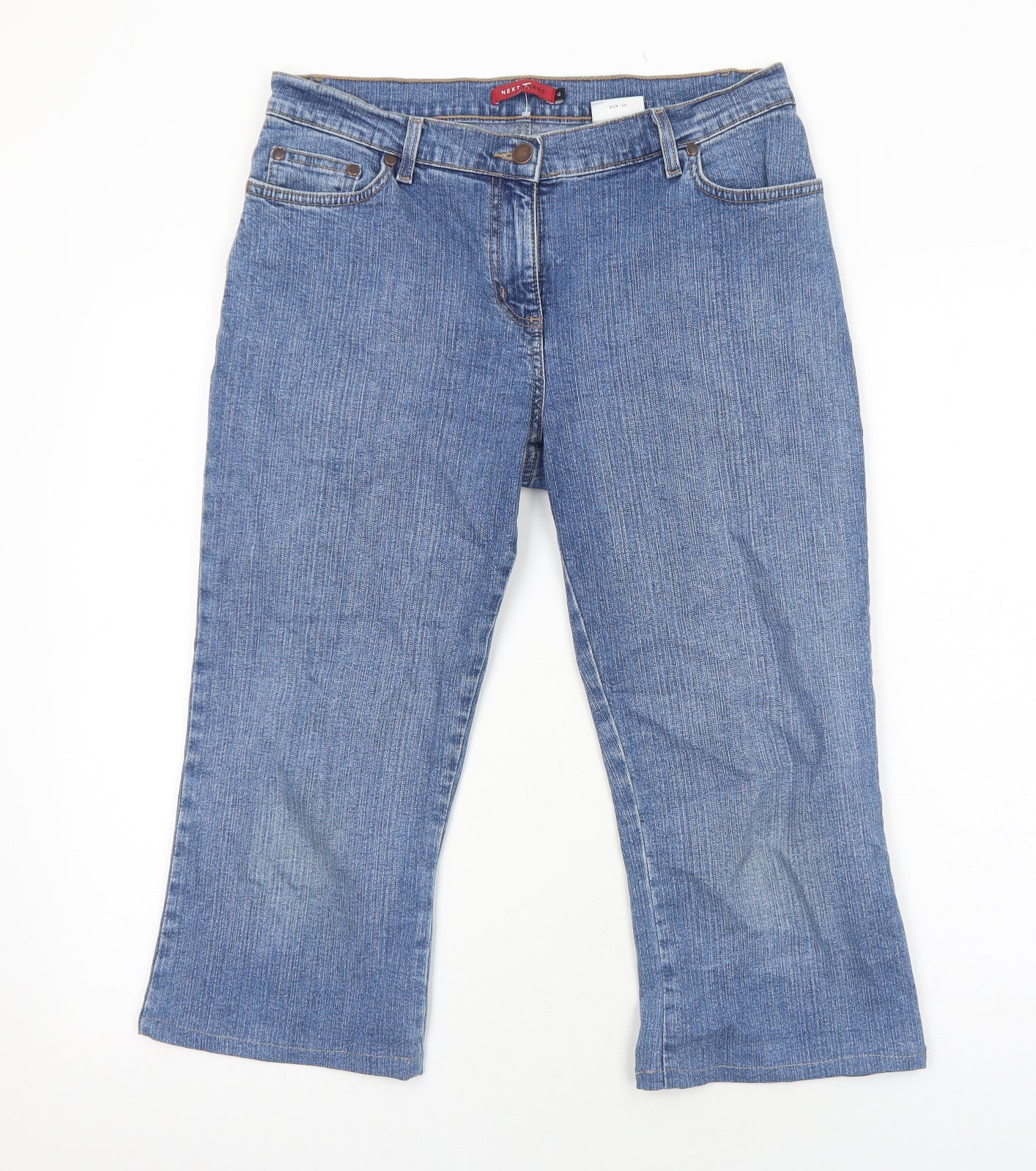 NEXT Womens Blue Cotton Cropped Jeans Size 12 Regular Zip