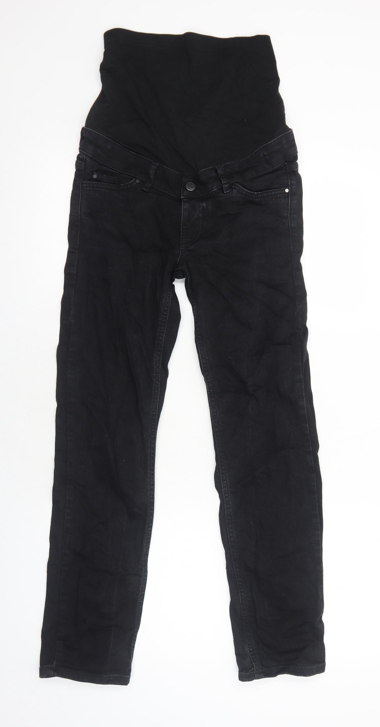 Marks and Spencer Womens Black Cotton Straight Jeans Size 8 Regular