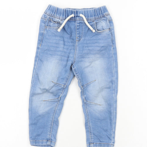 Primark Boys Blue Cotton Jogger Jeans Size 18-24 Months L50 cm Drawstring