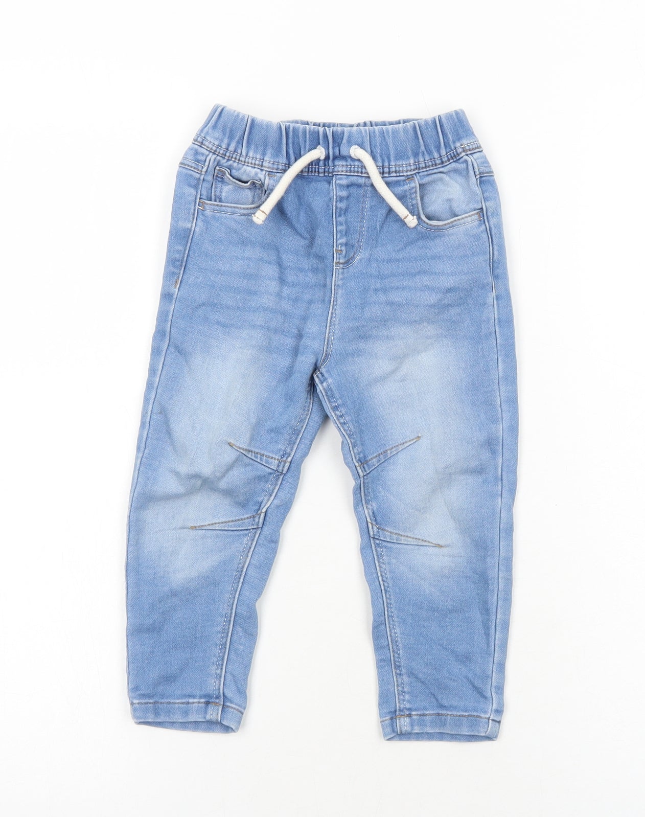 Primark Boys Blue Cotton Jogger Jeans Size 18-24 Months L50 cm Drawstring
