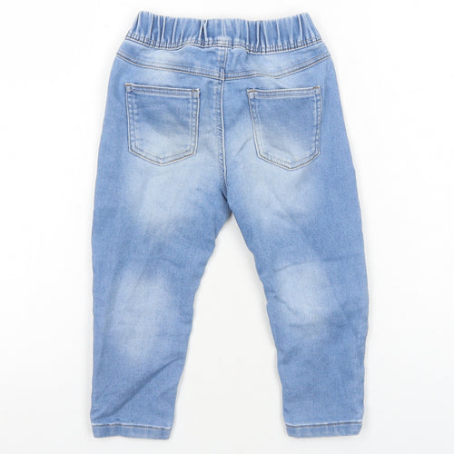 Primark Boys Blue Cotton Jogger Jeans Size 18-24 Months L50 cm Drawstring