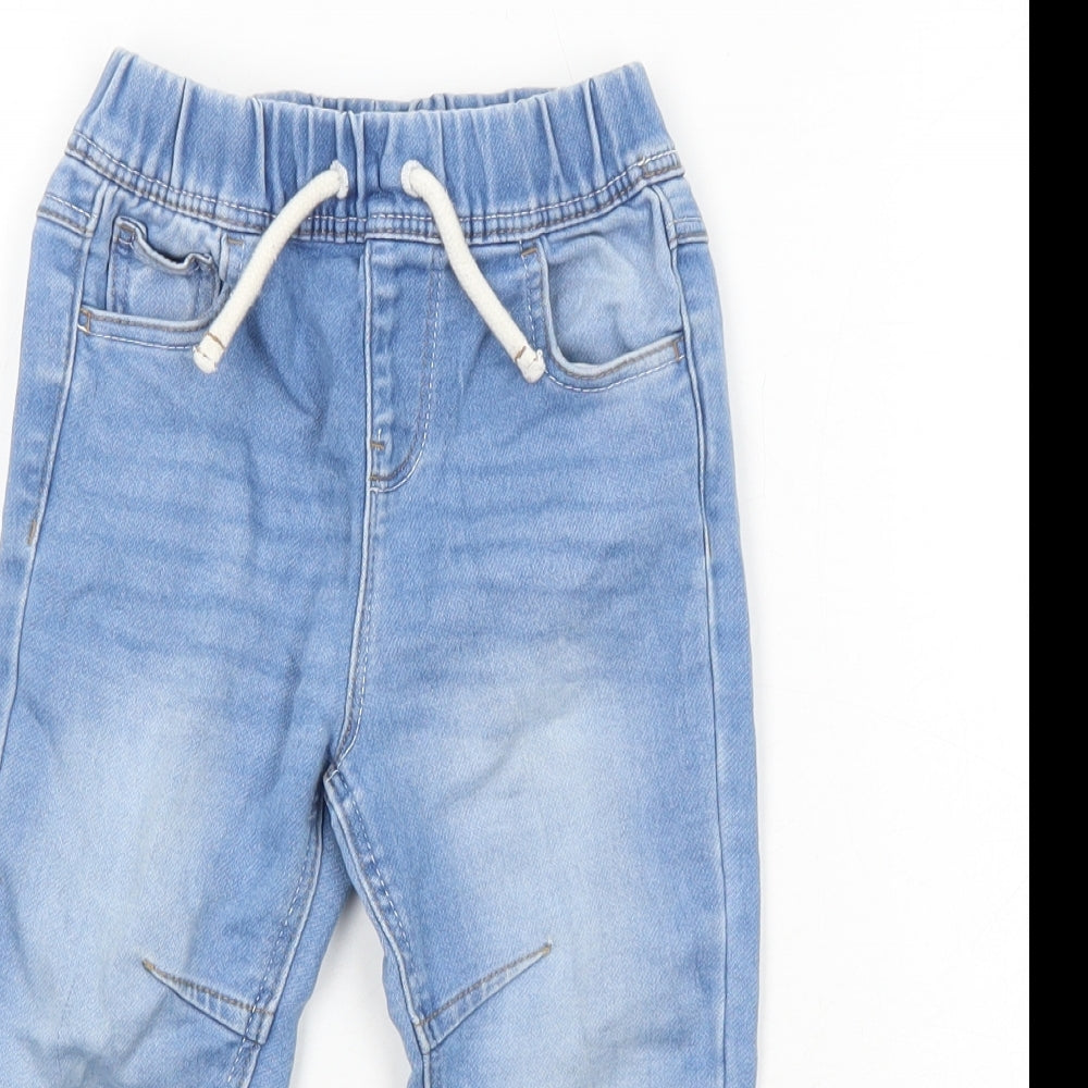 Primark Boys Blue Cotton Jogger Jeans Size 18-24 Months L50 cm Drawstring