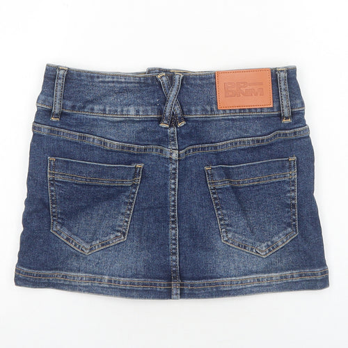 Princess Polly Womens Blue Cotton Mini Skirt Size 8 Zip