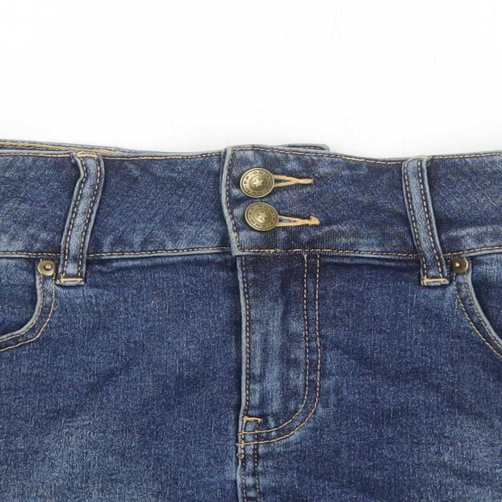 Princess Polly Womens Blue Cotton Mini Skirt Size 8 Zip