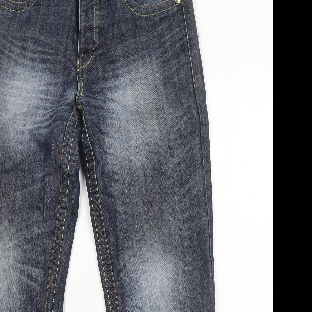 AKKA Mens Blue Cotton Bootcut Jeans Size S Regular Button