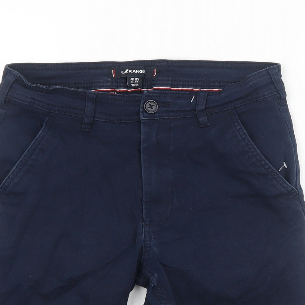Kangol Mens Blue Cotton Bermuda Shorts Size XS Regular Zip