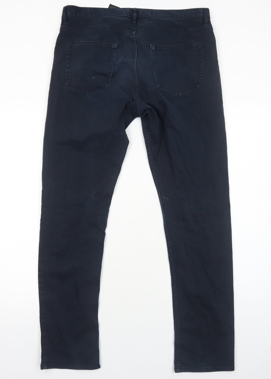 H&M Mens Blue Cotton Straight Jeans Size M Slim Zip