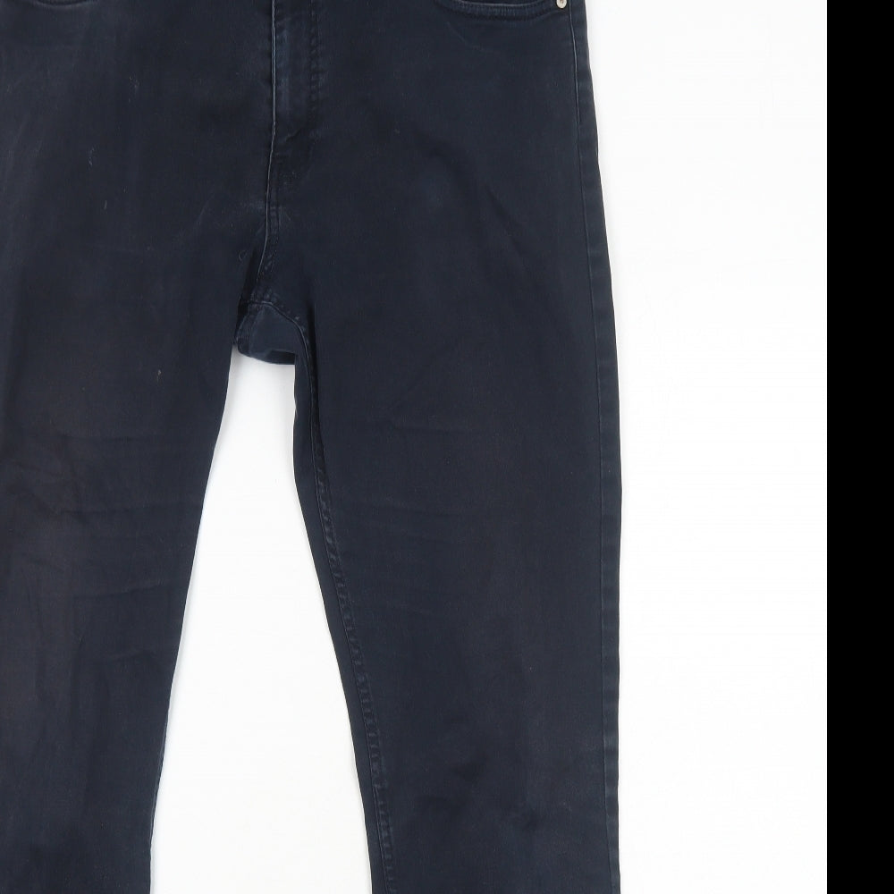 H&M Mens Blue Cotton Straight Jeans Size M Slim Zip