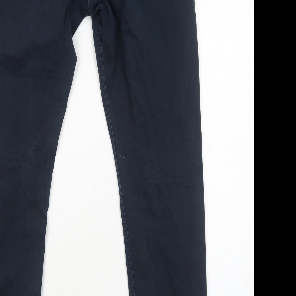 H&M Mens Blue Cotton Straight Jeans Size M Slim Zip