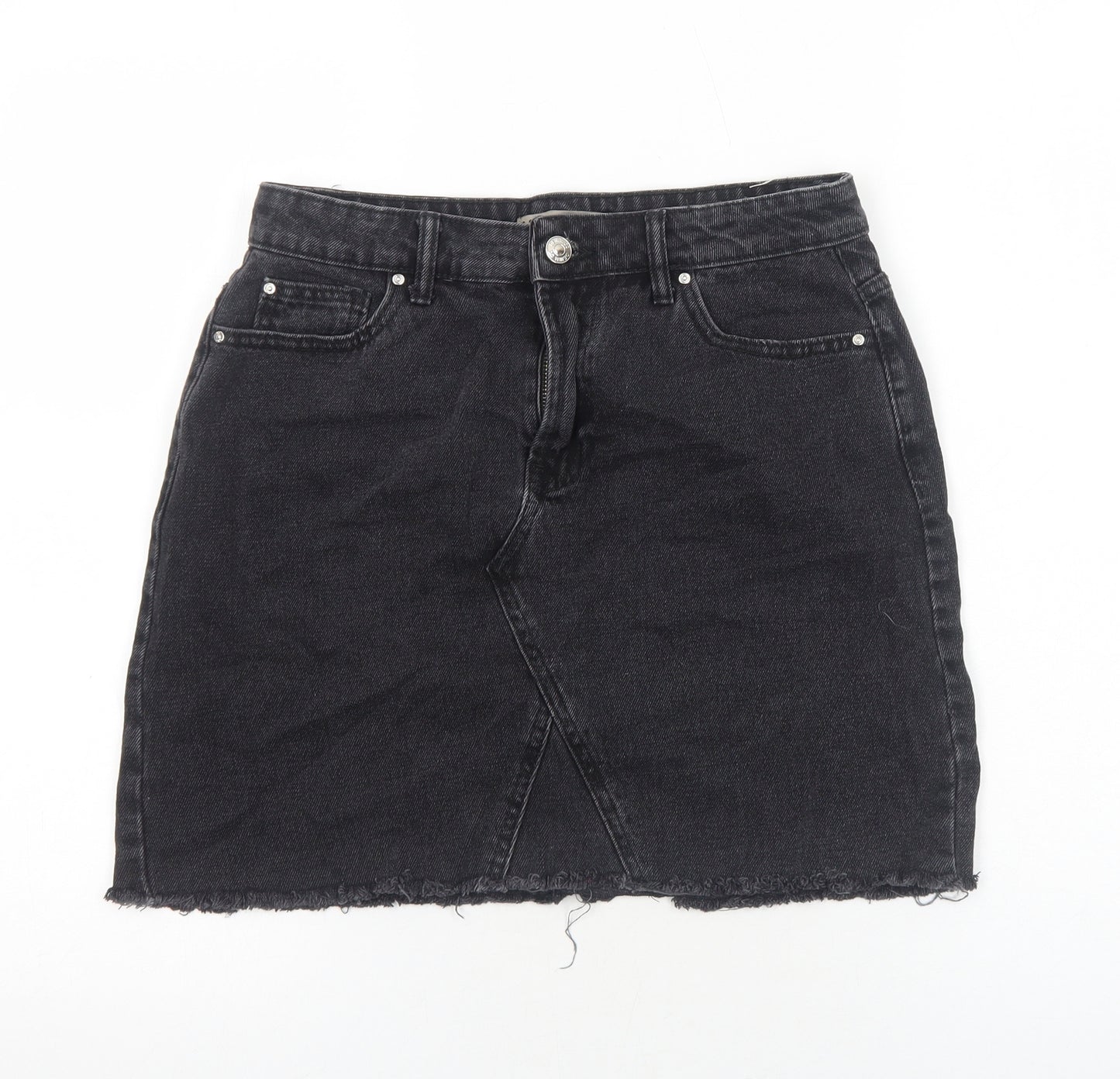 Primark Womens Black Cotton Mini Skirt Size 10 Zip