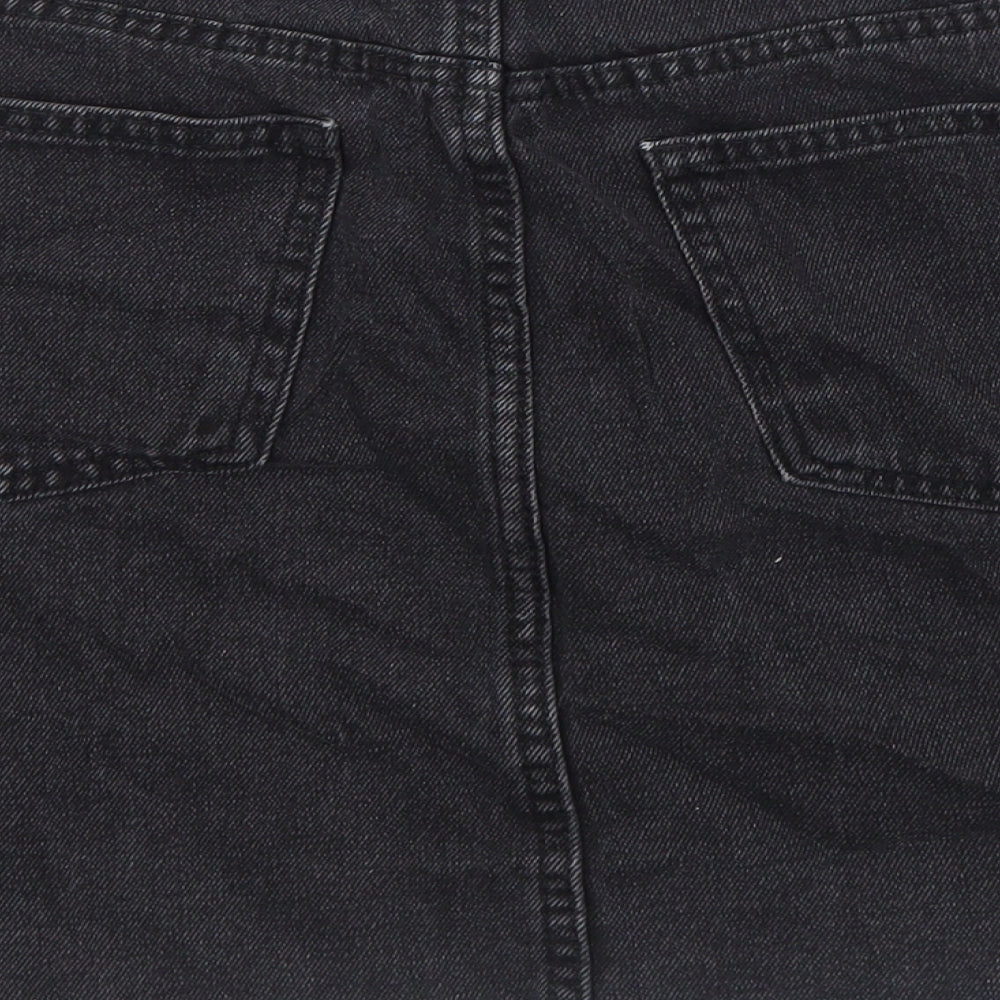 Primark Womens Black Cotton Mini Skirt Size 10 Zip