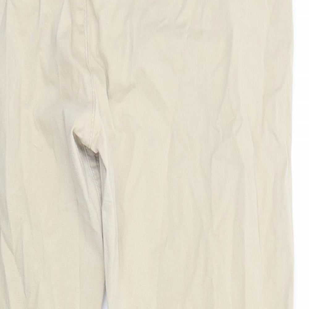 Primark Womens Beige Cotton Chino Trousers Size 18 Regular Zip