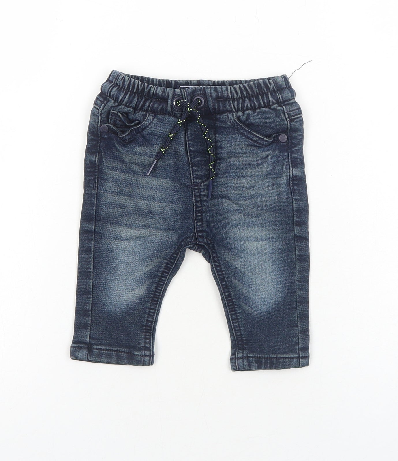 NEXT Boys Blue Cotton Cropped Jeans Size 3-6 Months L50 cm Drawstring