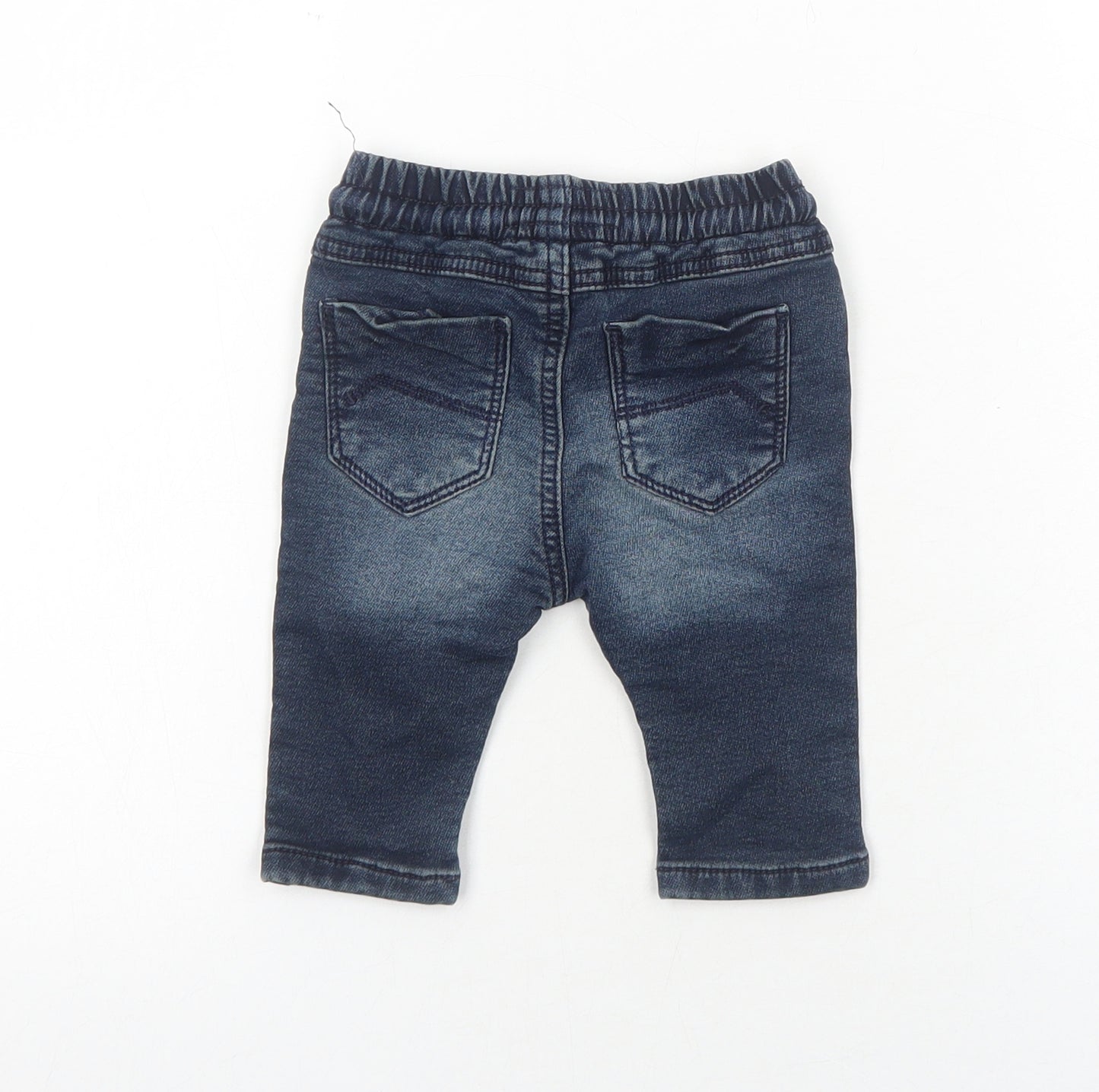 NEXT Boys Blue Cotton Cropped Jeans Size 3-6 Months L50 cm Drawstring