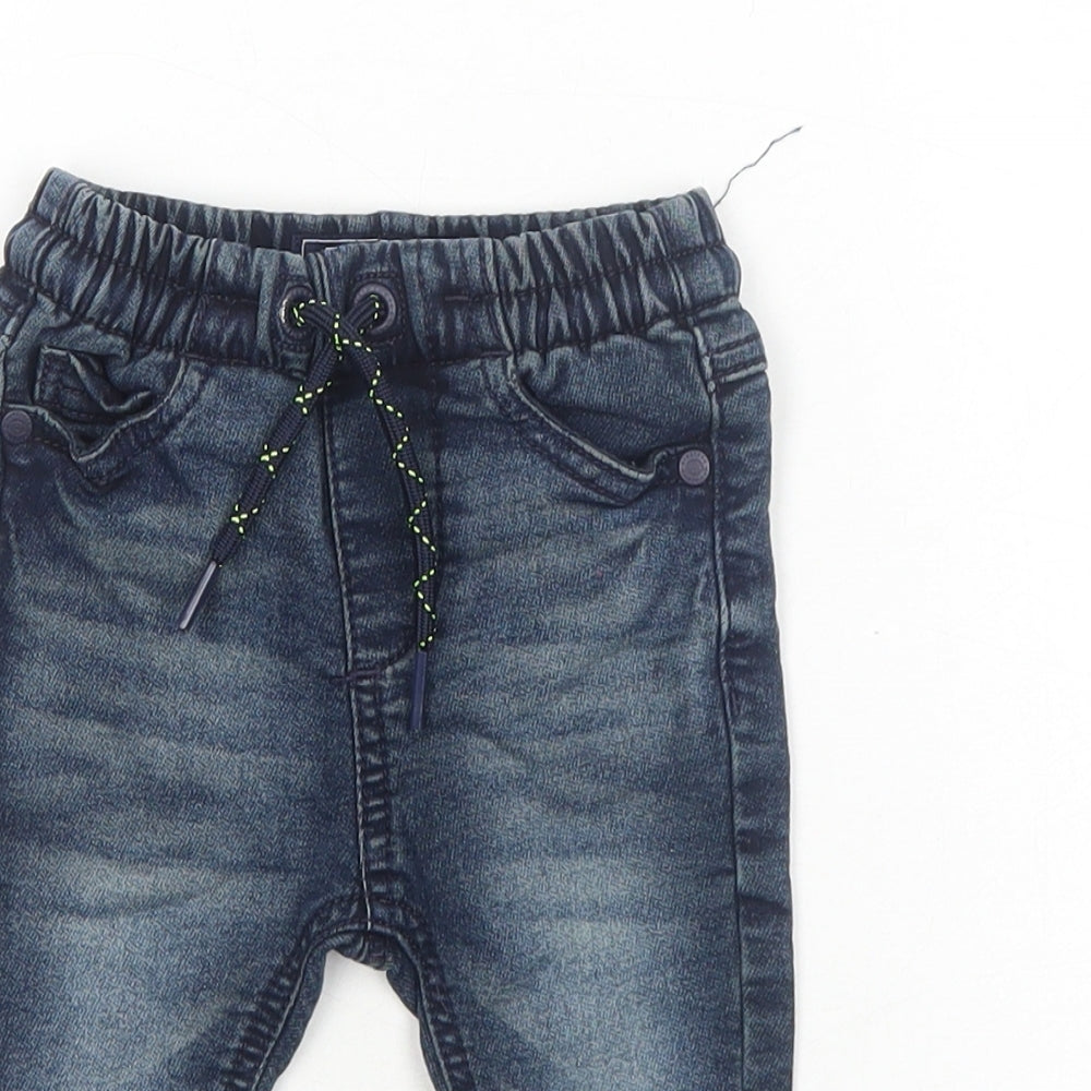 NEXT Boys Blue Cotton Cropped Jeans Size 3-6 Months L50 cm Drawstring