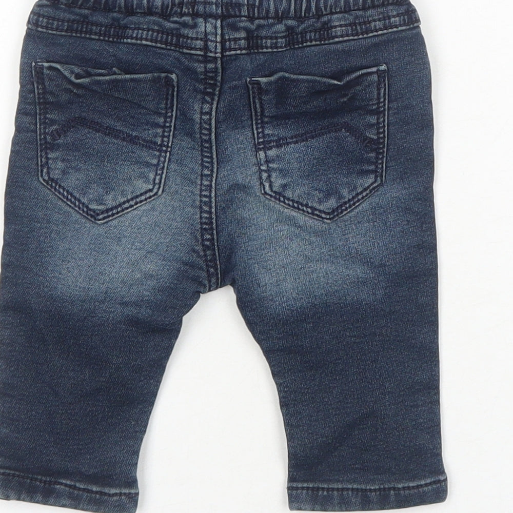 NEXT Boys Blue Cotton Cropped Jeans Size 3-6 Months L50 cm Drawstring