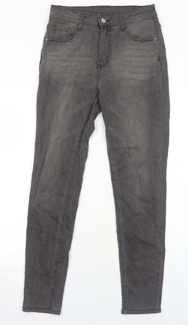 SheIn Womens Grey Cotton Skinny Jeans Size M Regular Zip