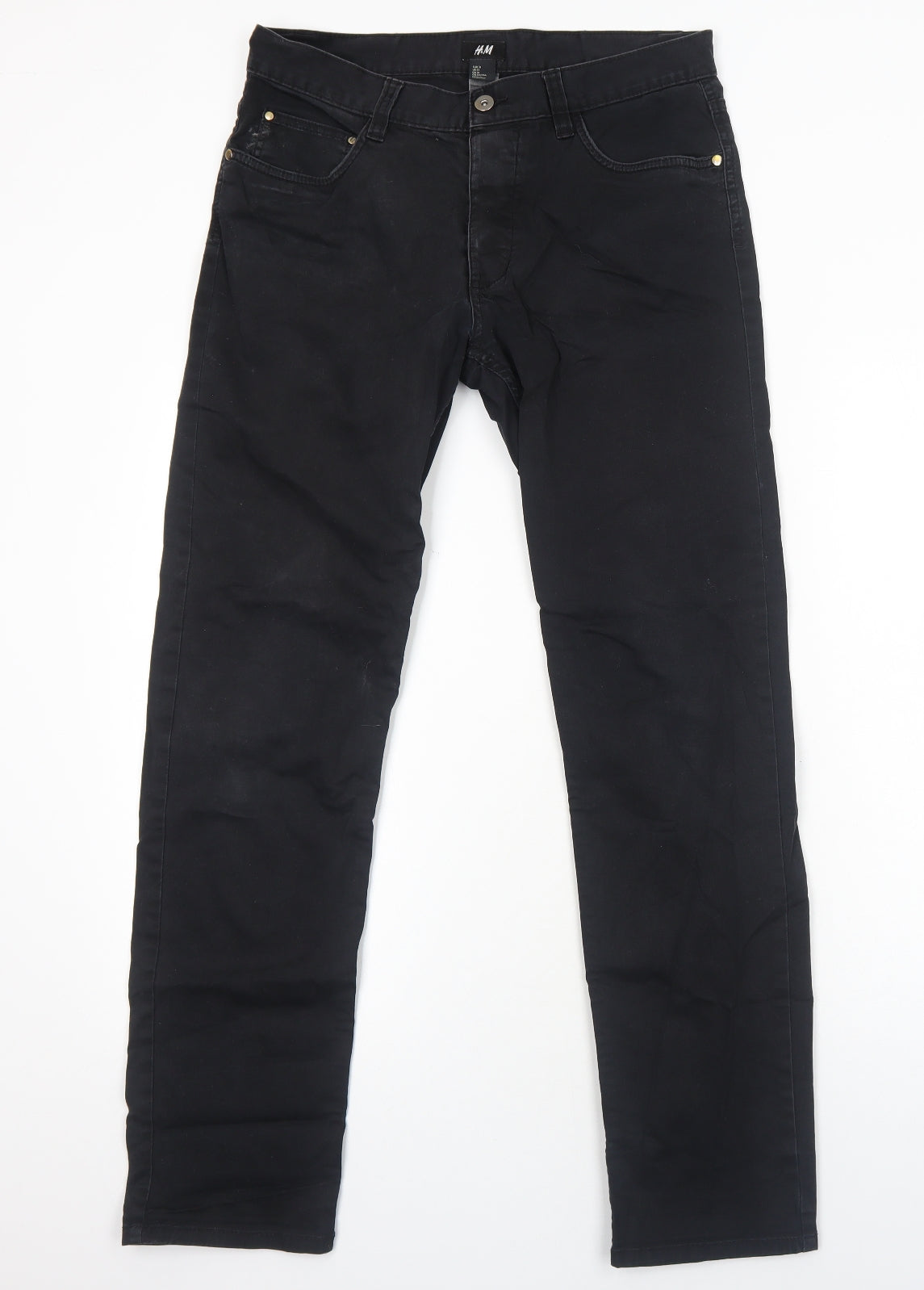 H&M Mens Black Cotton Skinny Jeans Size M Regular Zip