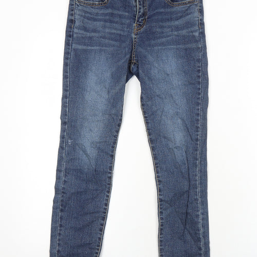 Preworn Womens Blue Cotton Skinny Jeans Size S Regular Zip - Distressed Hems