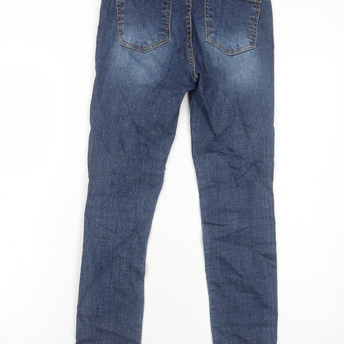 Preworn Womens Blue Cotton Skinny Jeans Size S Regular Zip - Distressed Hems