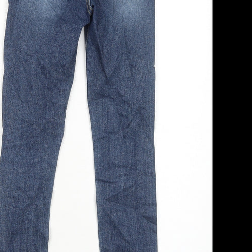 Preworn Womens Blue Cotton Skinny Jeans Size S Regular Zip - Distressed Hems