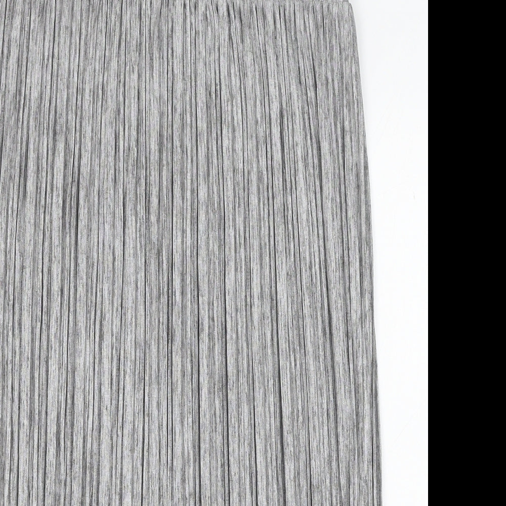 George Womens Silver Polyester Pleated Skirt Size 14