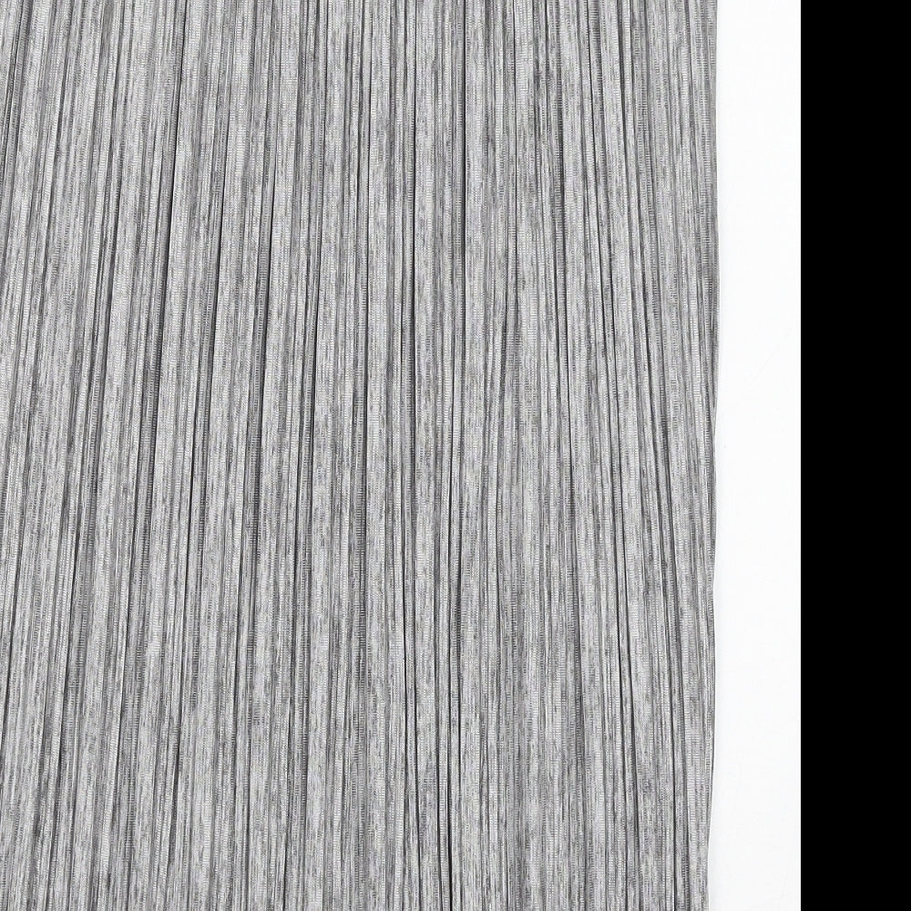 George Womens Silver Polyester Pleated Skirt Size 14