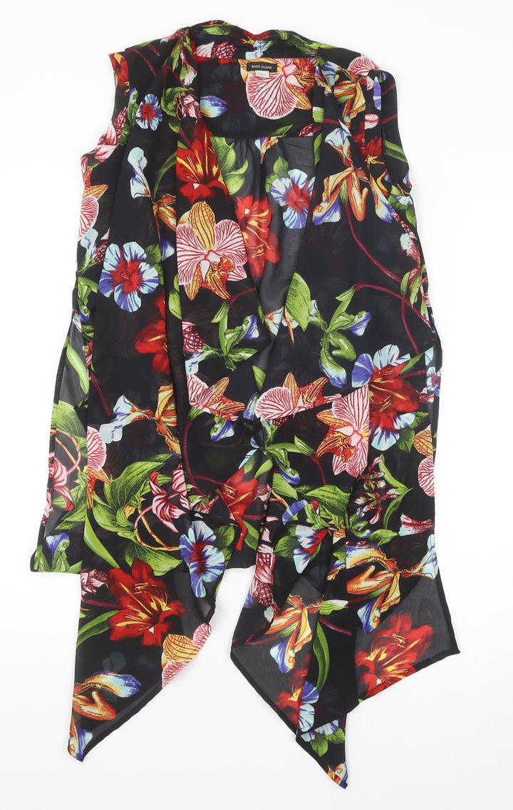 River Island Girls Black Geometric Polyester Kimono Blouse Size 10 Years V-Neck