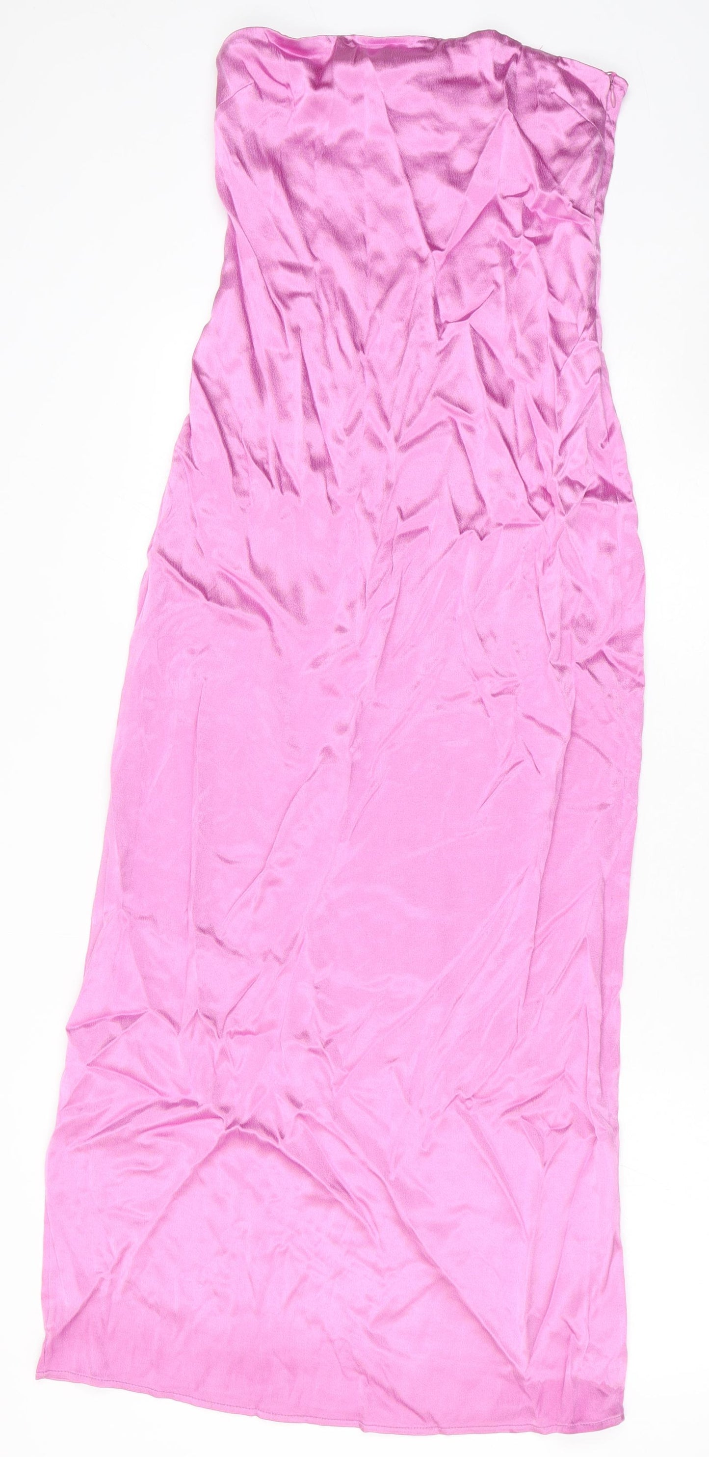 Zara Womens Pink Viscose A-Line Size S Off the Shoulder Zip