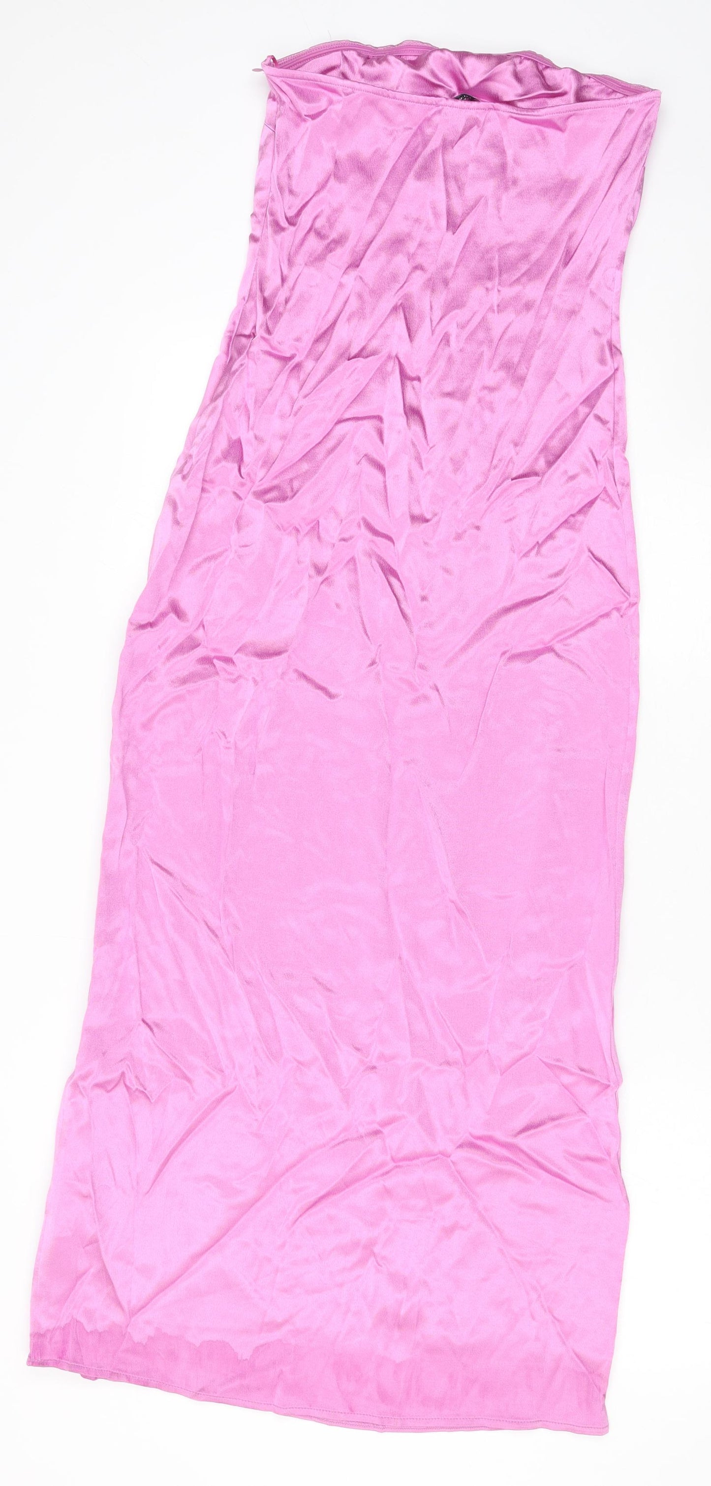 Zara Womens Pink Viscose A-Line Size S Off the Shoulder Zip