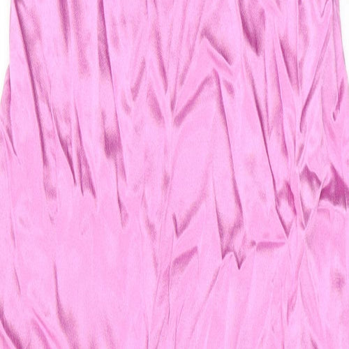 Zara Womens Pink Viscose A-Line Size S Off the Shoulder Zip