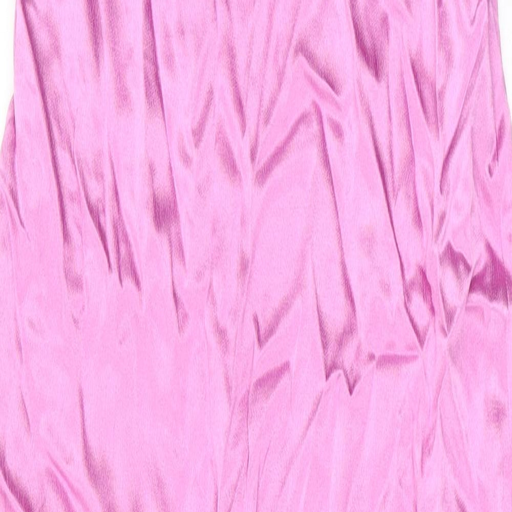 Zara Womens Pink Viscose A-Line Size S Off the Shoulder Zip