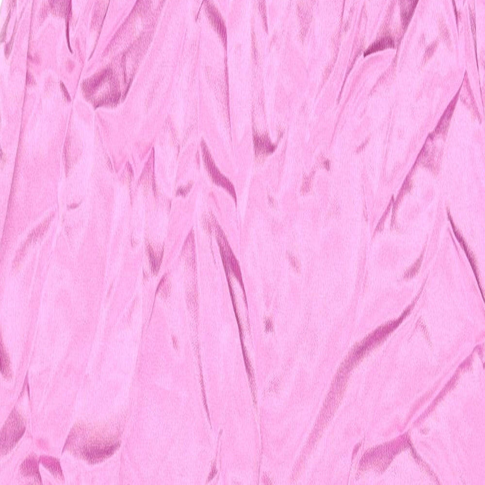 Zara Womens Pink Viscose A-Line Size S Off the Shoulder Zip