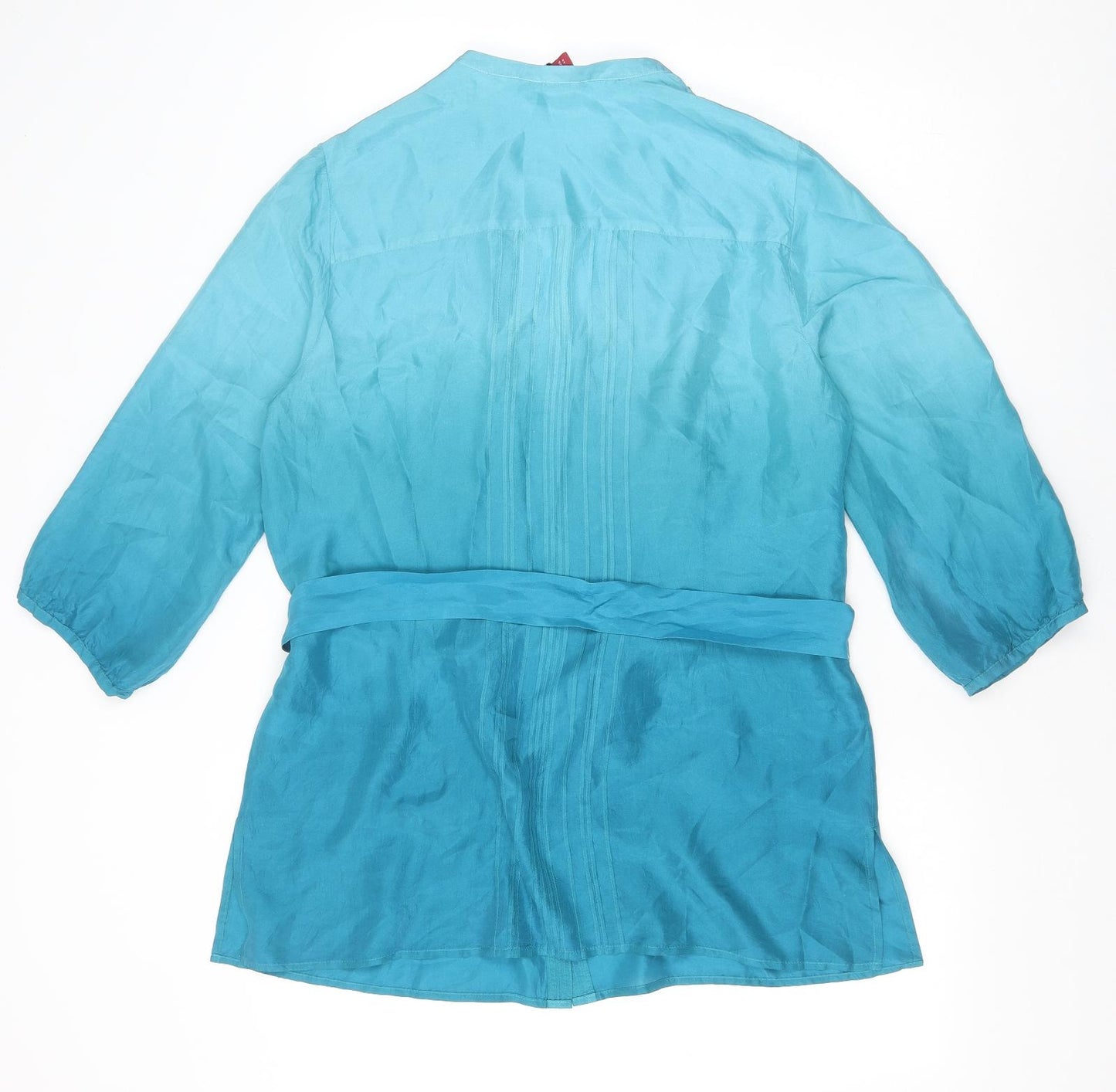 Monsoon Womens Blue Silk Tunic Blouse Size 16 V-Neck