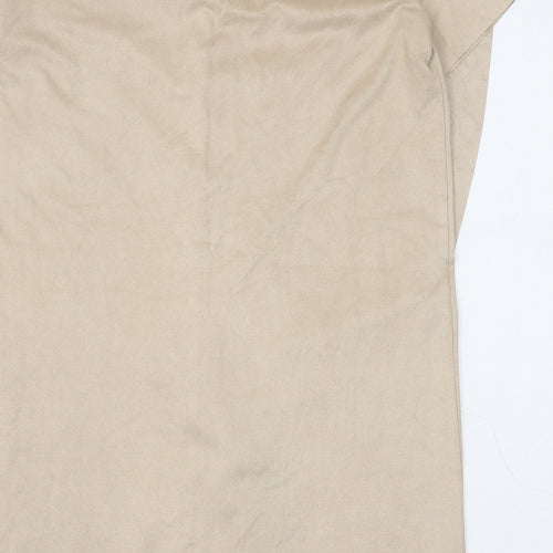 Zara Womens Beige Polyester Shift Size M V-Neck Zip